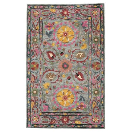 SUZANI Hand-tufted Wool Blue Traditional Floral Rug IE62BL8X10